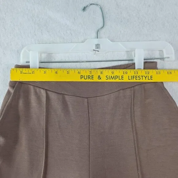 Scoop Front Seamed Wide Leg Pants Woman's XS Brown Pockets Casual Business NWT - Picture 3 of 9